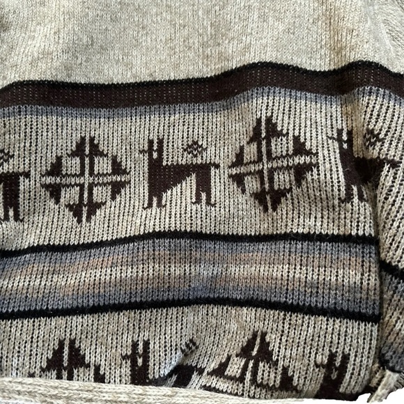 Vtg 70s Dimensions by Milford Collared Aztec Llama Long Thick Cardigan Large - Picture 9 of 13